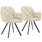 Fluwelen draaistoel Lucia, gestoffeerd - crème, Set van 2, Huis en Inrichting, Stoelen, Verzenden, Nieuw