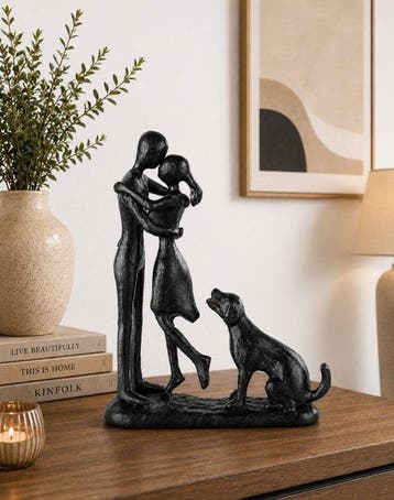 sculptuur, Romantic Couple & Dog Sculpture Luxury Modern, Antiek en Kunst