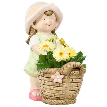 Decoratieve Figuren Woonkamer Meisje Met Bloempot, 20x30x40c, Verzenden, Nieuw