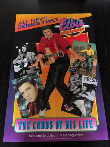 Elvis vintage promo poster - Cards of his life (Series 2), Ophalen of Verzenden, Zo goed als nieuw, Poster, Artwork of Schilderij
