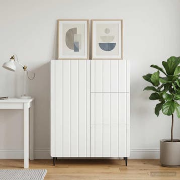vidaXL Dressoir Wit 66 x 34,5 x 91,5 cm Bewerkt hout, Huis en Inrichting, Kasten | Dressoirs, Verzenden, Nieuw, Overige houtsoorten