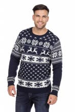 Kersttrui blauw met rendieren Classic, Ophalen of Verzenden, Nieuw