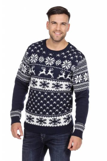 Kersttrui blauw met rendieren Classic, Ophalen of Verzenden, Nieuw