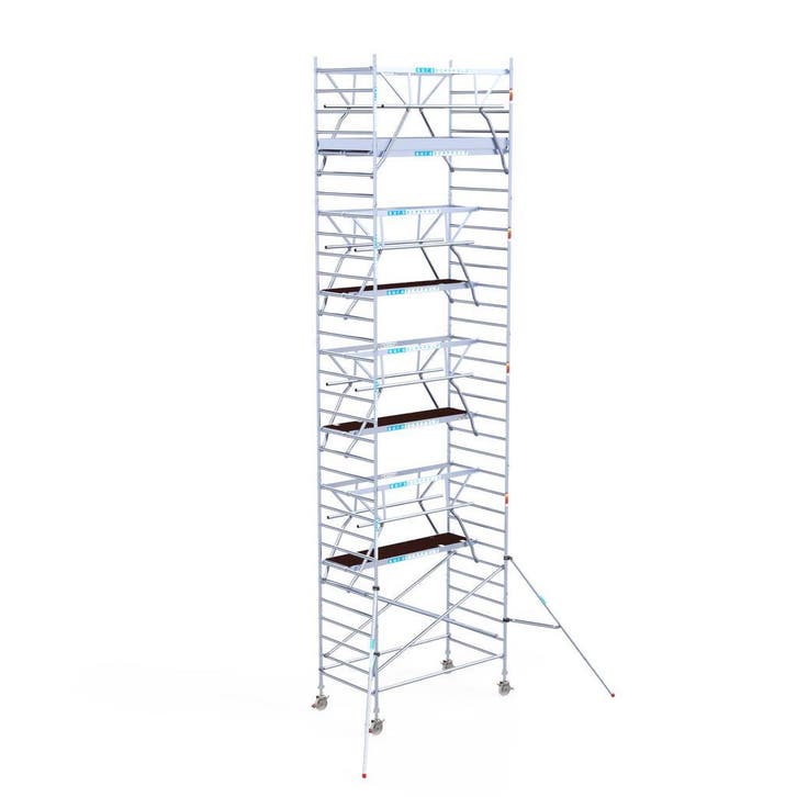EUROSCAFFOLD steiger dubbele voorloopleuning 135x250x8,2m WH, Doe-het-zelf en Verbouw, Steigers, Rolsteiger of Kamersteiger, Nieuw