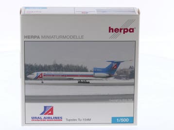 Schaal 1:500 Herpa 500265 Tupolev Tu-154M Ural Airlines R..., Ophalen of Verzenden, Zo goed als nieuw