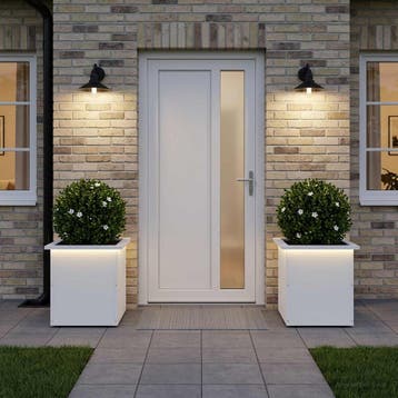 vidaXL Plantenbak met led 2 st Wit 40 x 40 x 40 cm Staal, Verzenden, Minder dan 60 cm, Nieuw, Metaal