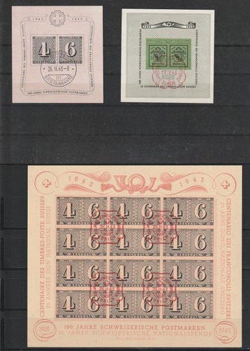Zwitserland 1937/1945 - 5 verschillende blokken uit deze, Postzegels en Munten, Postzegels | Europa | België, Gestempeld