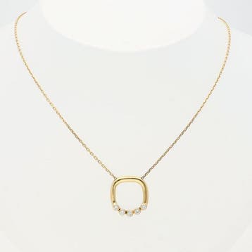 Ketting met hanger - 18 karaat Geel goud Diamant