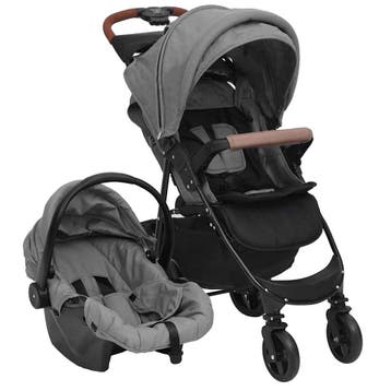 vidaXL Kinderwagen 3-in-1 staal lichtgrijs, Verzenden, Nieuw