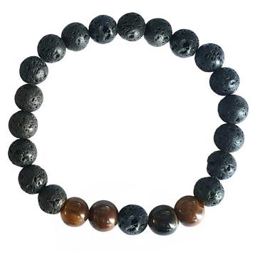 Fako Bijoux - Buddha Armband - Tijgeroog Kwartet - Lavasteen, Verzenden, Nieuw