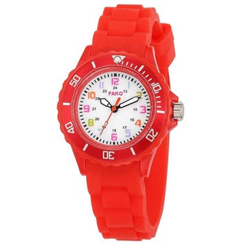 Fako - Kinderhorloge - Siliconen - Regenboog - Rood, Verzenden, Nieuw