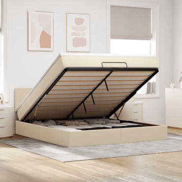 vidaXL Bed poef met matras en LEDs 180x200 cm stof, Eenpersoons, Verzenden, Nieuw, 80 cm