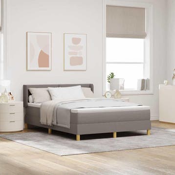 vidaXL Boxspringbed met hoofdeinde Taupe 190 x 140 cm Stof, Verzenden, Nieuw, Stof