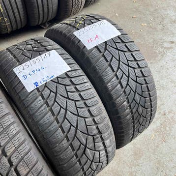 2 x Dunlop SP Winter Sport 225-55-17 Winterbanden 6,5mm, Gebruikt, 17 inch, Band(en), Personenwagen