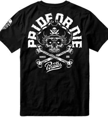 PRIDE or Die T-shirt PIRATE V.2 T-Shirt Katoen Zwart, Ophalen of Verzenden, Nieuw