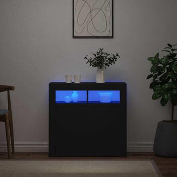 vidaXL Dressoir met LED-verlichting 80x35x75 cm zwart, Verzenden, Nieuw, Overige houtsoorten, Minder dan 50 cm