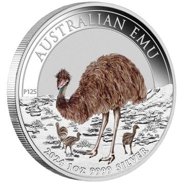 Emu 1 oz 2024 BU Coloured in Box, Verzenden, Losse munt, Zilver