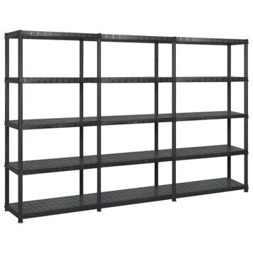 vidaXL Opbergrek 5-laags 255x40x185 cm kunststof zwart, Verzenden, Nieuw