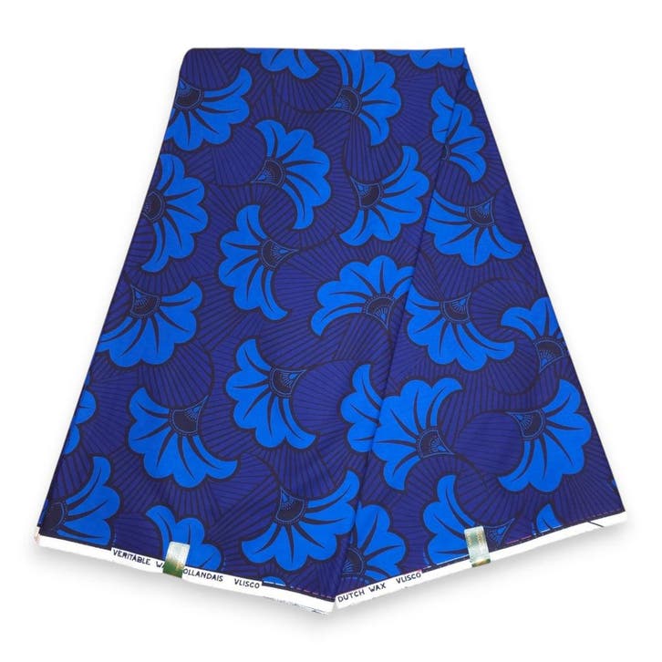 VLISCO stof Hollandais Afrikaanse Wax print - Blauwe bruidsb, Hobby en Vrije tijd, Stoffen en Lappen, Nieuw, Ophalen of Verzenden