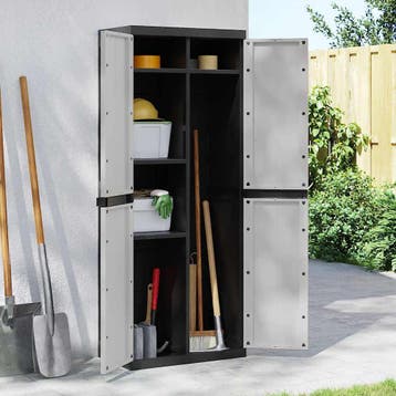 vidaXL Tuinkast 65x37x165 cm polypropeen grijs en zwart, Verzenden, Nieuw