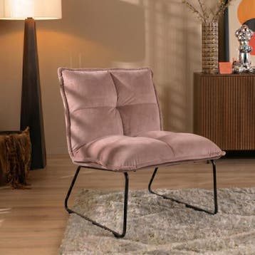 50% Korting: Velvet fauteuil Malaga roze, Huis en Inrichting, Fauteuils, Ophalen, Zo goed als nieuw, Velvet chique, Modern