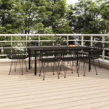 vidaXL 9-delige Tuinset poly rattan zwart, Tuin en Terras, Tuinsets en Loungesets, Verzenden, Nieuw, 8 zitplaatsen, Tuinset