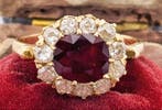 Ring - 12 kt. Geel goud Robijn - Diamant, Nieuw