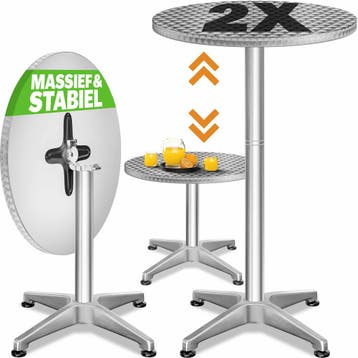 Statafel set van 2 Zilver aluminium Ø60cm inklapbaar, in..., Verzenden, Nieuw