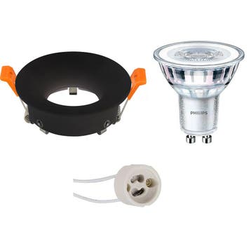 Philips 3W Dimbare LED Spot Set - Mat Zwart Ronde Inbouwspot, Ophalen of Verzenden, Nieuw