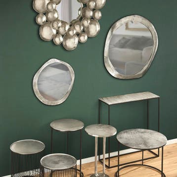 Bijzettafel - Livion Azad - Rond - 38cm - Zilver - Metaal, Ophalen of Verzenden, Nieuw, Overige materialen