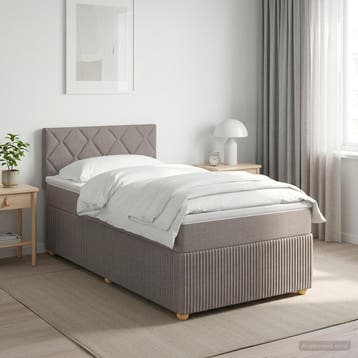 vidaXL Boxspringbed met matras met hoofdeinde Taupe 80 x 200, Verzenden, Nieuw, Eenpersoons, Stof