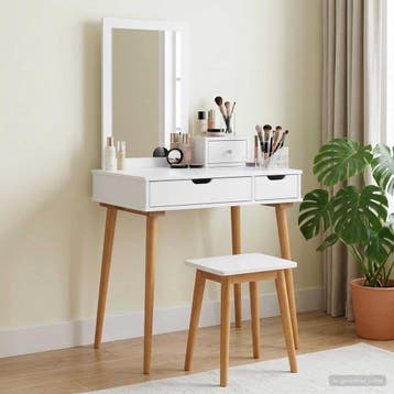 vidaXL Toilettafel Set FAUSKE 3 st Wit 76 x 50 x 143 cm, Verzenden, Nieuw
