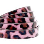 1 meter plat 10 mm imi leer leopard print pink, Ophalen of Verzenden, Nieuw, Draad