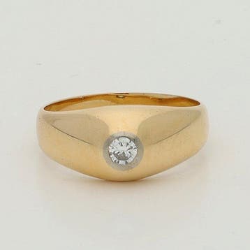 Ring - 18 karaat Geel goud - 0.10ct. tw. Diamant, Nieuw