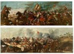 Italiaanse school (XVIII) - Coppia di battaglie, Cristiani, Antiek en Kunst