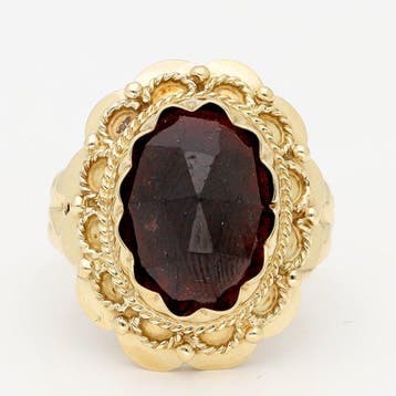 Ring - 14 karaat Geel goud Granaat, Sieraden, Tassen en Uiterlijk, Ringen, Nieuw