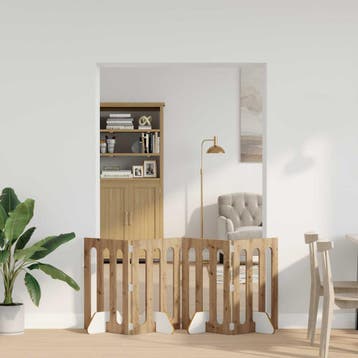 vidaXL Opvouwbaar huisdierhek 4 st Artisanaal eiken 201 x 38, Verzenden, Nieuw