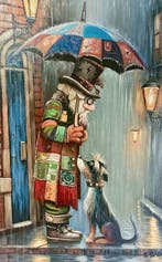 A. De Luca (1979) - Compagni sotto la Pioggia, Antiek en Kunst