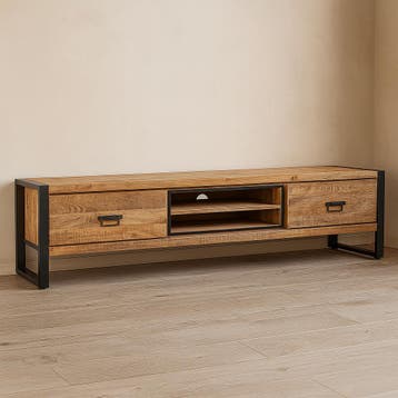 Tv-meubel Mangohout Kelvin 200 cm, Verzenden, Nieuw, Overige houtsoorten, Industriële meubels