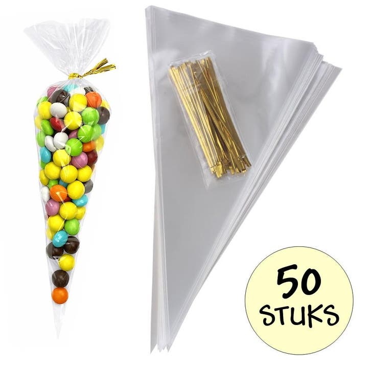 Fako Bijoux - 50x Cellofaan Puntzakken 30x16cm - Puntzak, Diversen, Cadeauverpakkingen, Verzenden
