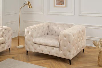 Design Chesterfield Fauteuil MODERN BAROK 120cm champagne, Ophalen of Verzenden, Nieuw