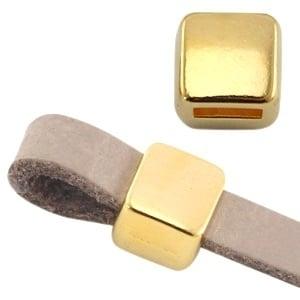 DQ metaal schuiver vierkant Ø5.2x4.2mm  goud (nikkelvrij), Ophalen of Verzenden, Nieuw, Overige typen