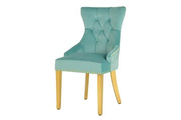 Barokke stoel CASTLE DELUXE blauw fluweel goud RVS met, Ophalen of Verzenden, Nieuw