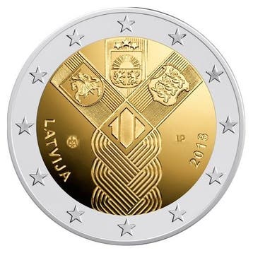 Letland 2 Euro Baltische Staten 2018, Postzegels en Munten, Munten | Europa | Euromunten, Verzenden