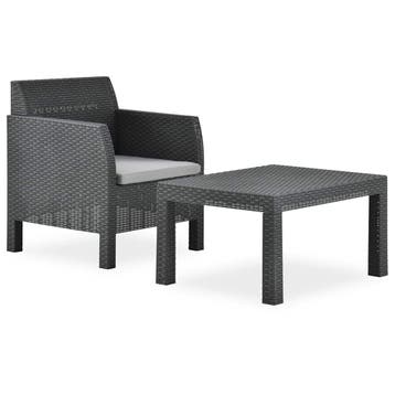 vidaXL 2-delige Loungeset met kussen PP rattan, Verzenden, Nieuw, 2 zitplaatsen, Loungeset