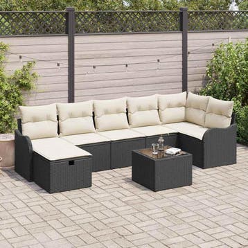 vidaXL Tuin Sofa Set 8 st Poly riet, Tuin en Terras, Verzenden, Nieuw, 8 zitplaatsen
