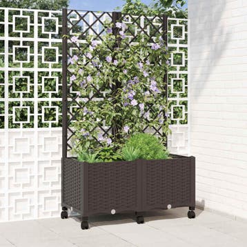 vidaXL Tuinplantbak met schutting en wielen Bruin 80 x 40 x, Verzenden, Nieuw, Minder dan 60 cm, 60 cm of meer
