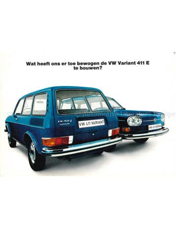 1970 VOLKSWAGEN 411 E VARIANT BROCHURE NEDERLANDS, Nieuw, Volkswagen, Author
