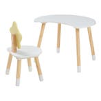 Kindertafelset Lallega met stoel wit geel en naturel [en.cas, Kinderen en Baby's, Kinderkamer | Tafels en Stoelen, Verzenden, Nieuw