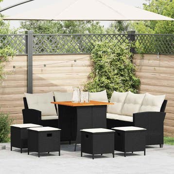 vidaXL 6-delige tuinbankset met kussens L-vormig zwart, Verzenden, Nieuw